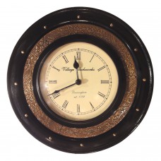 Brass Wooden Antique Wall Clock-12inch (Double Ring)